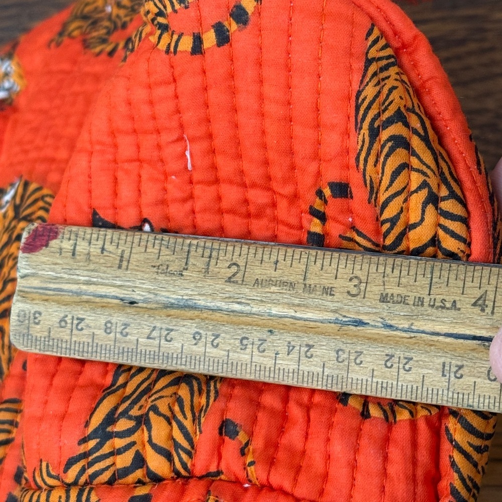 New Tiger Print Quilted Cosmetic Pouch - Bright Orange - Picture 6 of 6